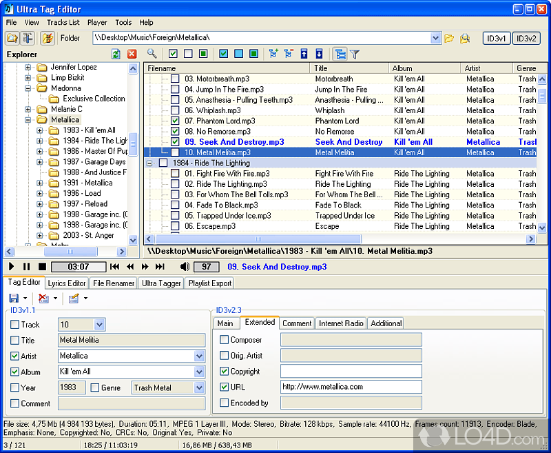 Edit MP3s tags, organize music collection and much more - Screenshot of Ultra Tag Editor