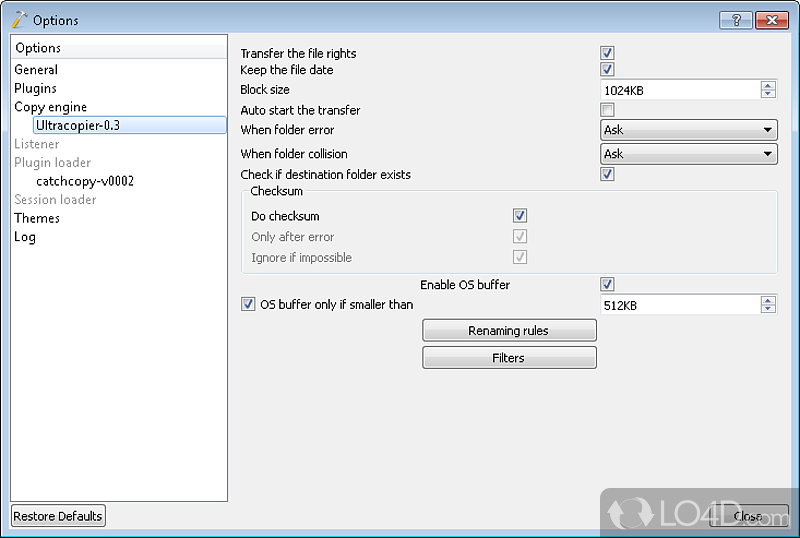 Move or copy files and folders and transfer files from one location to another at high speed thanks to this app - Screenshot of Ultracopier