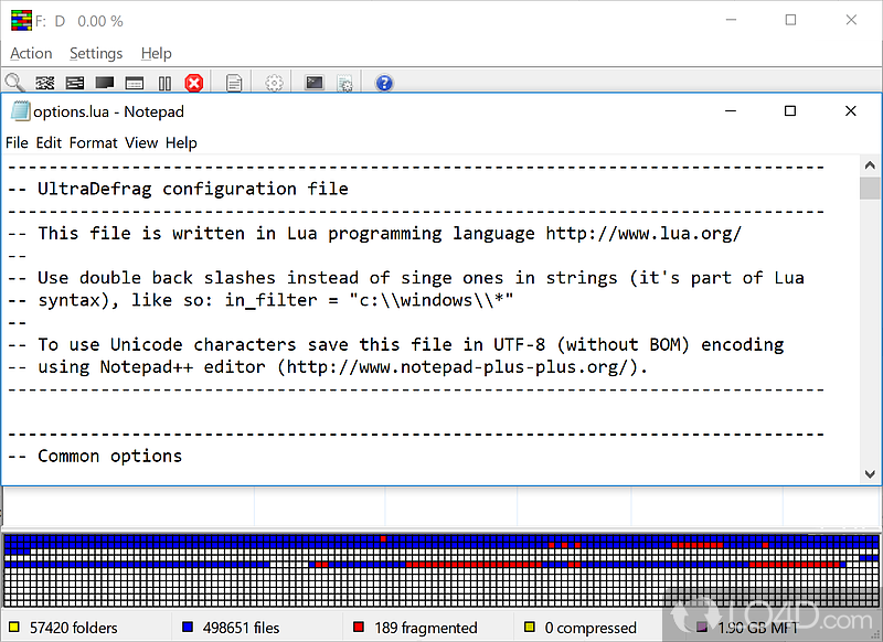 Will defragment the hard disk - Screenshot of UltraDefrag