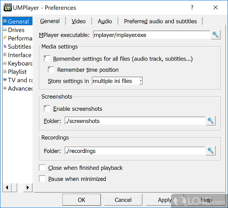 Multi-format media player - Screenshot of UMPlayer