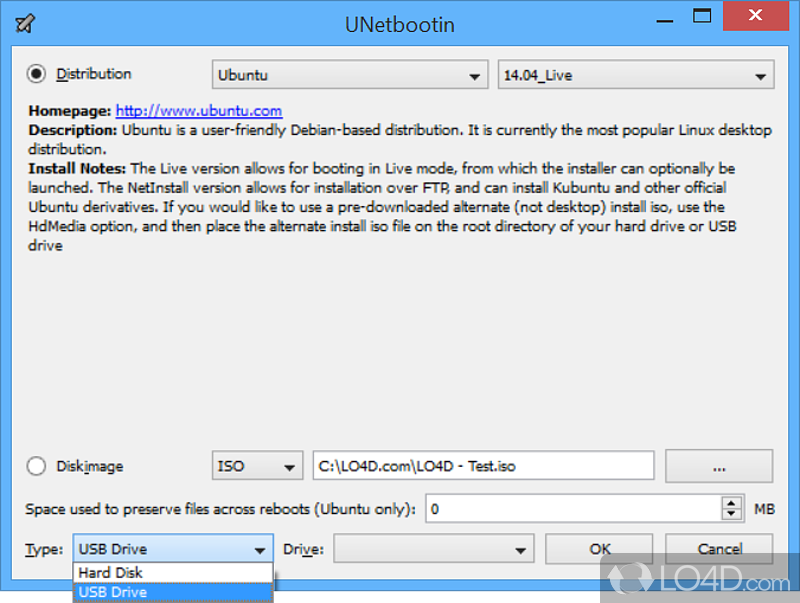 Create bootable USB drives for Linux on USB memory sticks - Screenshot of UNetbootin Portable