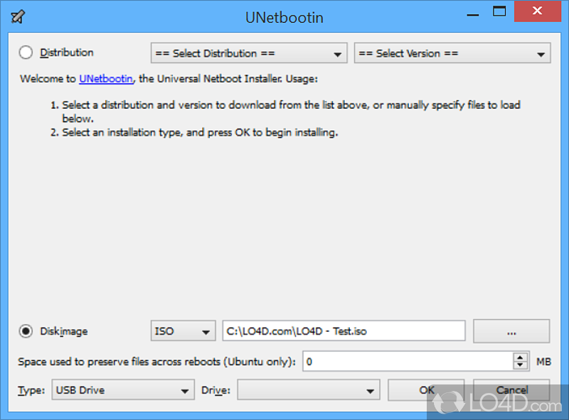 Install the Linux version you want on a USB drive - Screenshot of UNetbootin Portable