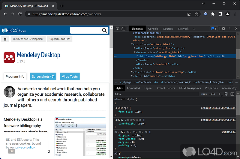 Developer tools are available in this web browser - Screenshot of UnGoogled Chromium