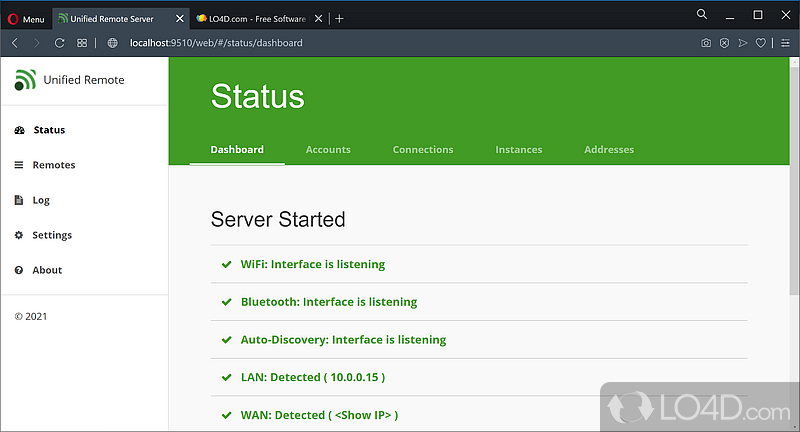 Remotely control PC using smartphone or tablet running Android or Windows Phone by transforming it into a server - Screenshot of Unified Remote Portable