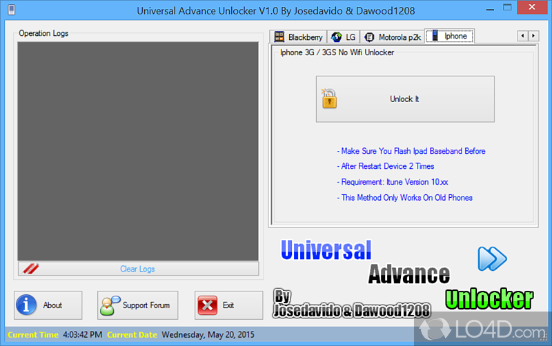 Universal Advance Unlocker: User interface - Screenshot of Universal Advance Unlocker