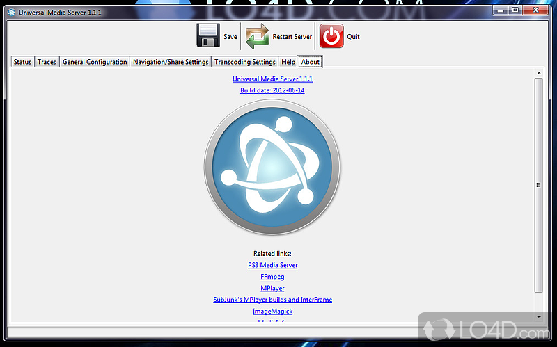 Configurable media server that supports devices - Screenshot of Universal Media Server