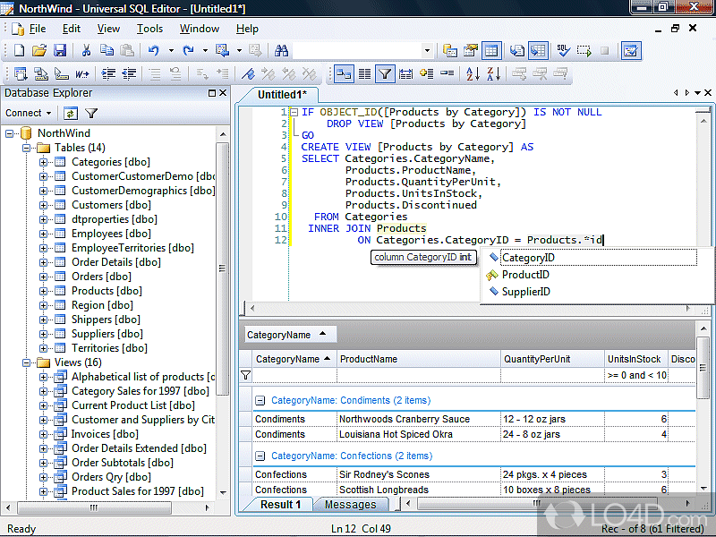 Write and execute SQL statements using the graphical environment provided by this tool - Screenshot of Universal SQL Editor