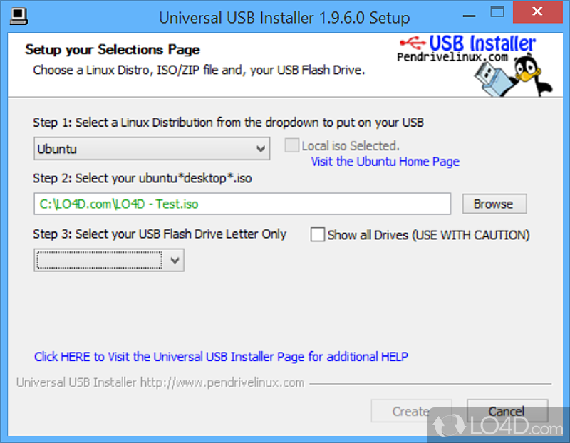 Pick the desired Linux distribution - Screenshot of Universal USB Installer