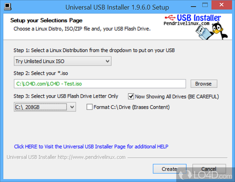 Provide the ISO path - Screenshot of Universal USB Installer