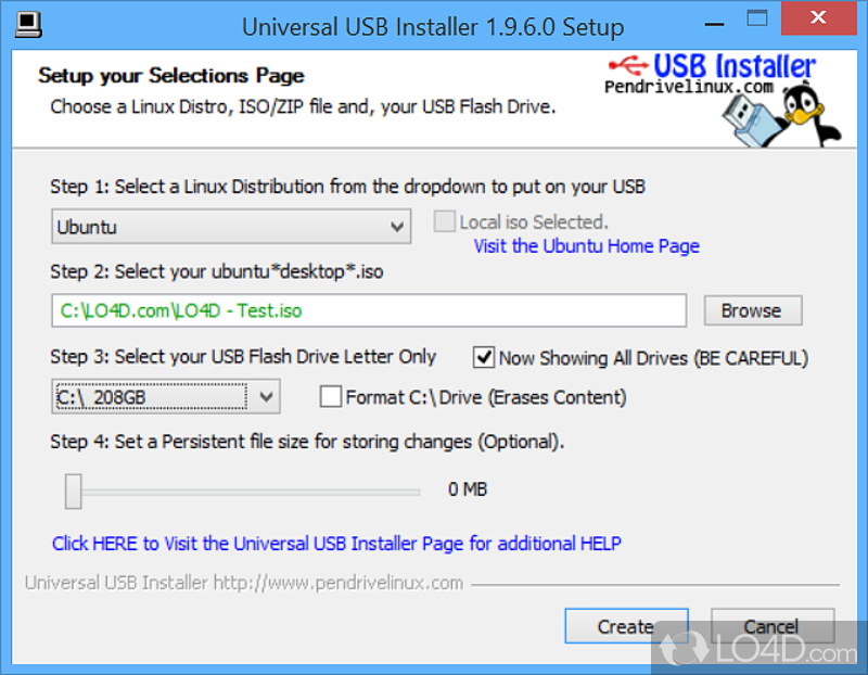 Piece of software that adopts a step-by-step approach for helping you run a live Linux distribution from a USB flash drive - Screenshot of Universal USB Installer