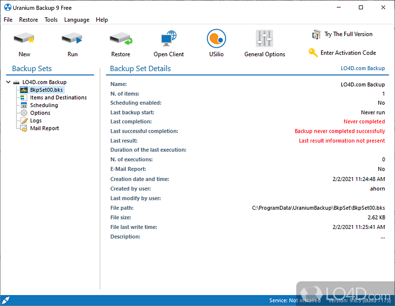 Quick setup and user-friendly interface - Screenshot of Uranium Backup