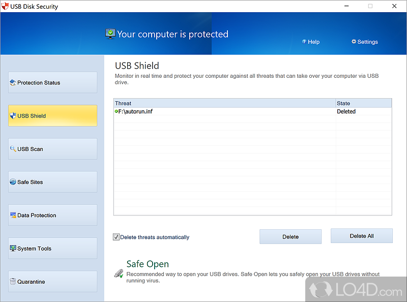 A few flaws in the design - Screenshot of USB Disk Security