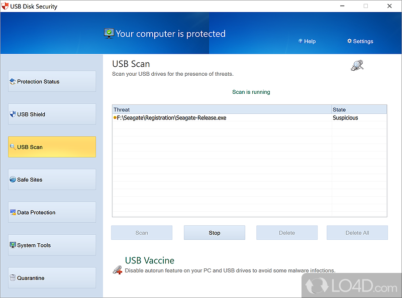 A misleading scan procedure - Screenshot of USB Disk Security