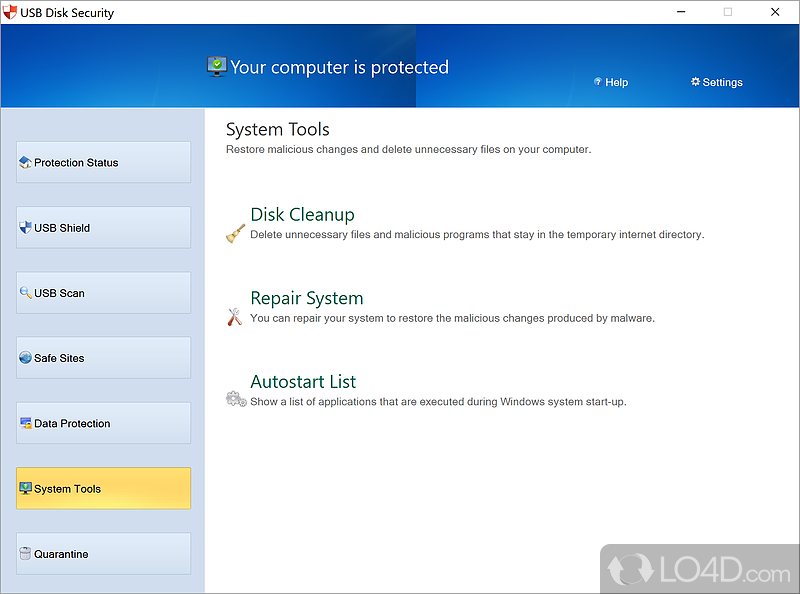 Protect your USB drive from infection - Screenshot of USB Disk Security