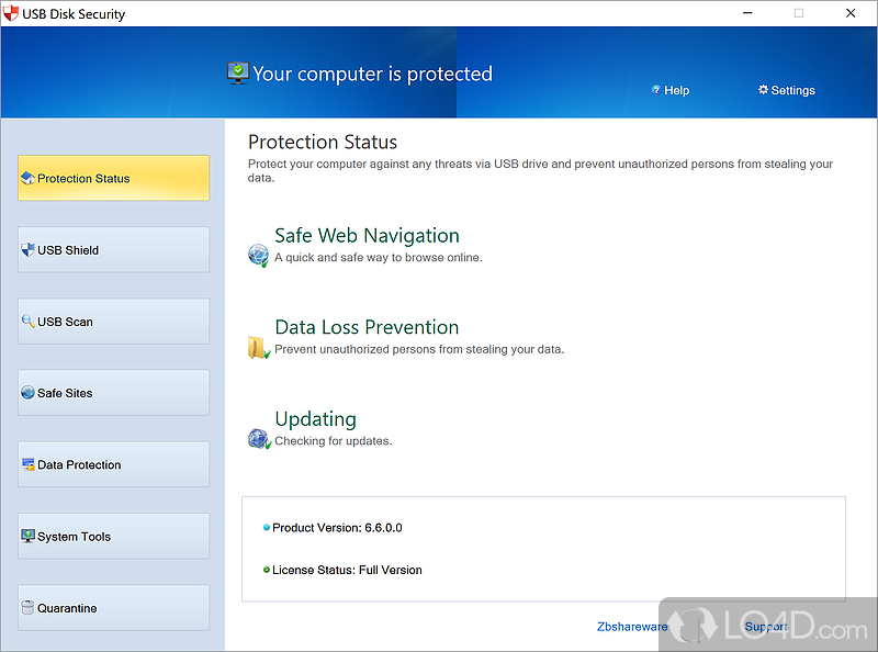 Protect computer from malicious software that can damage system's integrity with USB - Screenshot of USB Disk Security