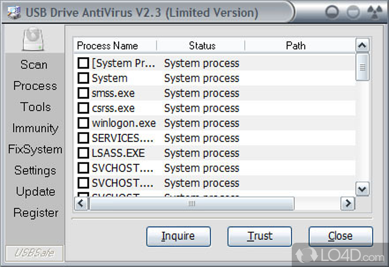 Manage general USB options - Screenshot of USB Drive Antivirus