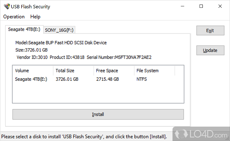 Software solution that can protect the documents on USB flash drive with a password of choosing - Screenshot of USB Flash Security