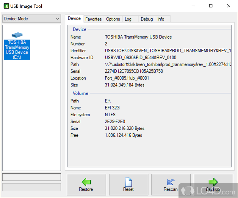 Backup and restore USB drives and accuracy with just a few clicks, thanks to this app that requires no installation - Screenshot of USB Image Tool