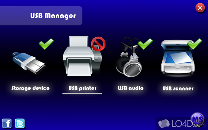 Manage USB ports and devices - Screenshot of USB Manager