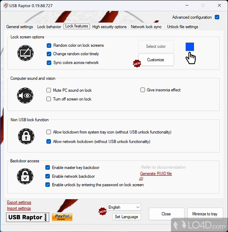 Password-protect your PC and block access to files - Screenshot of USB Raptor