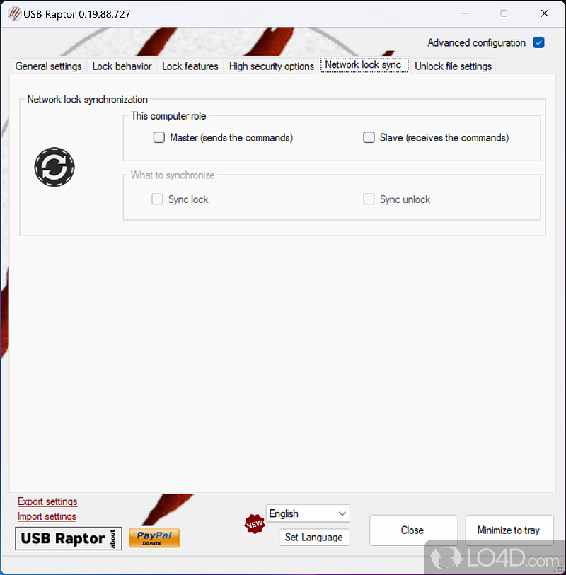 USB Raptor: User interface - Screenshot of USB Raptor