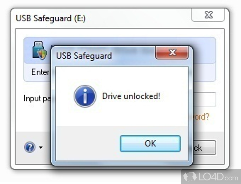Encrypt and protect data with a password on removable pen drive - Screenshot of USB Safeguard Free