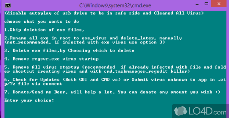 Remove malware from USB flash disks - Screenshot of USB Virus Remover