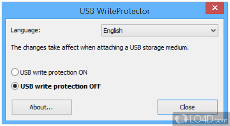 And piece of software to prevent data writing on USB drives without anything more than a few mouse clicks - Screenshot of USB WriteProtector
