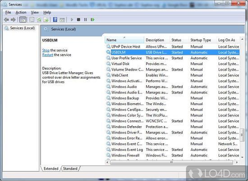 Customize the drive letter assigned to attach USB mass storage - Screenshot of USB Drive Letter Manager (USBDLM)