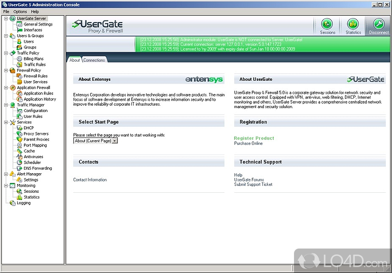 UserGate Proxy: User interface - Screenshot of UserGate Proxy