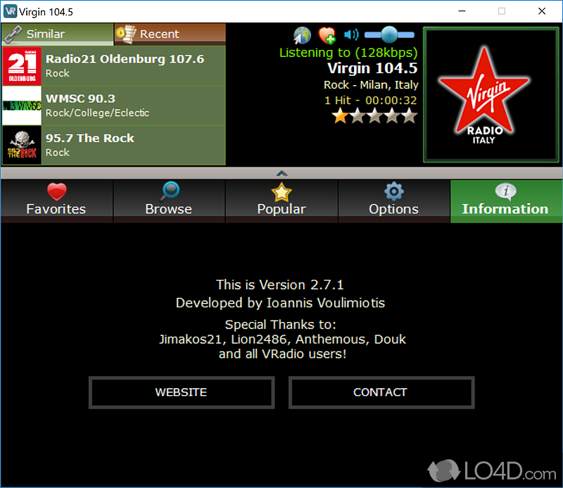 V-Radio: User interface - Screenshot of V-Radio