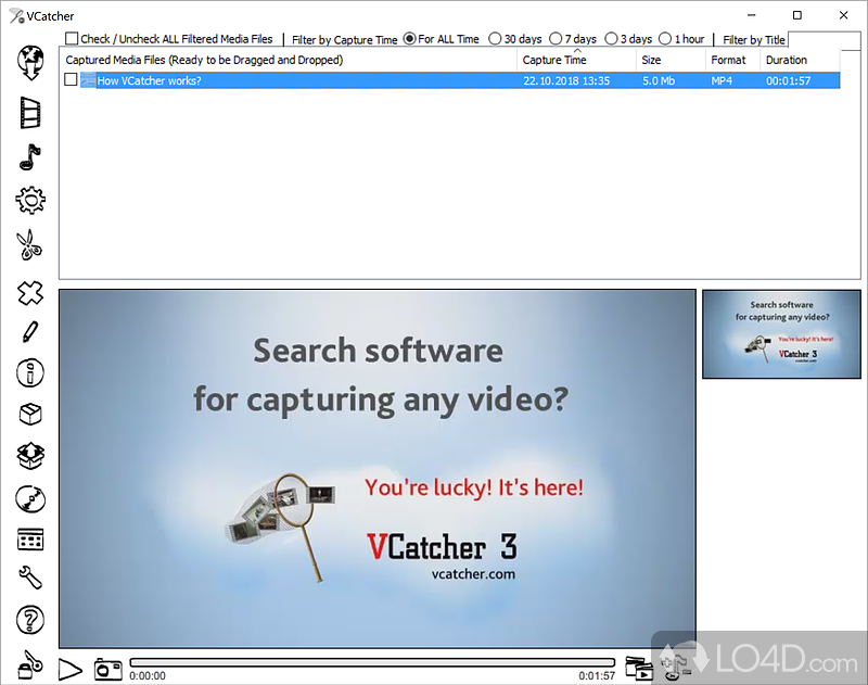 Record video and audio streams - Screenshot of VCatcher