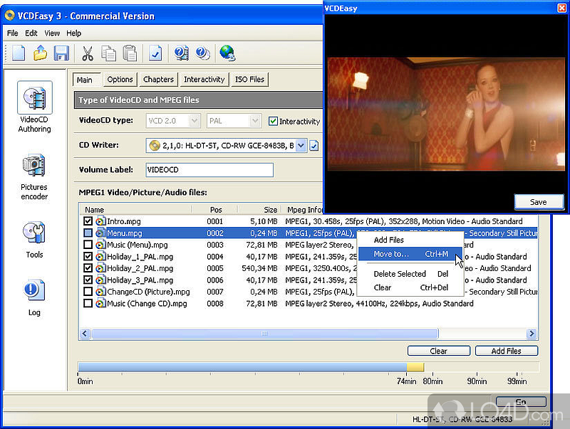 Play your favorite audio and video files - Screenshot of VCDEasy