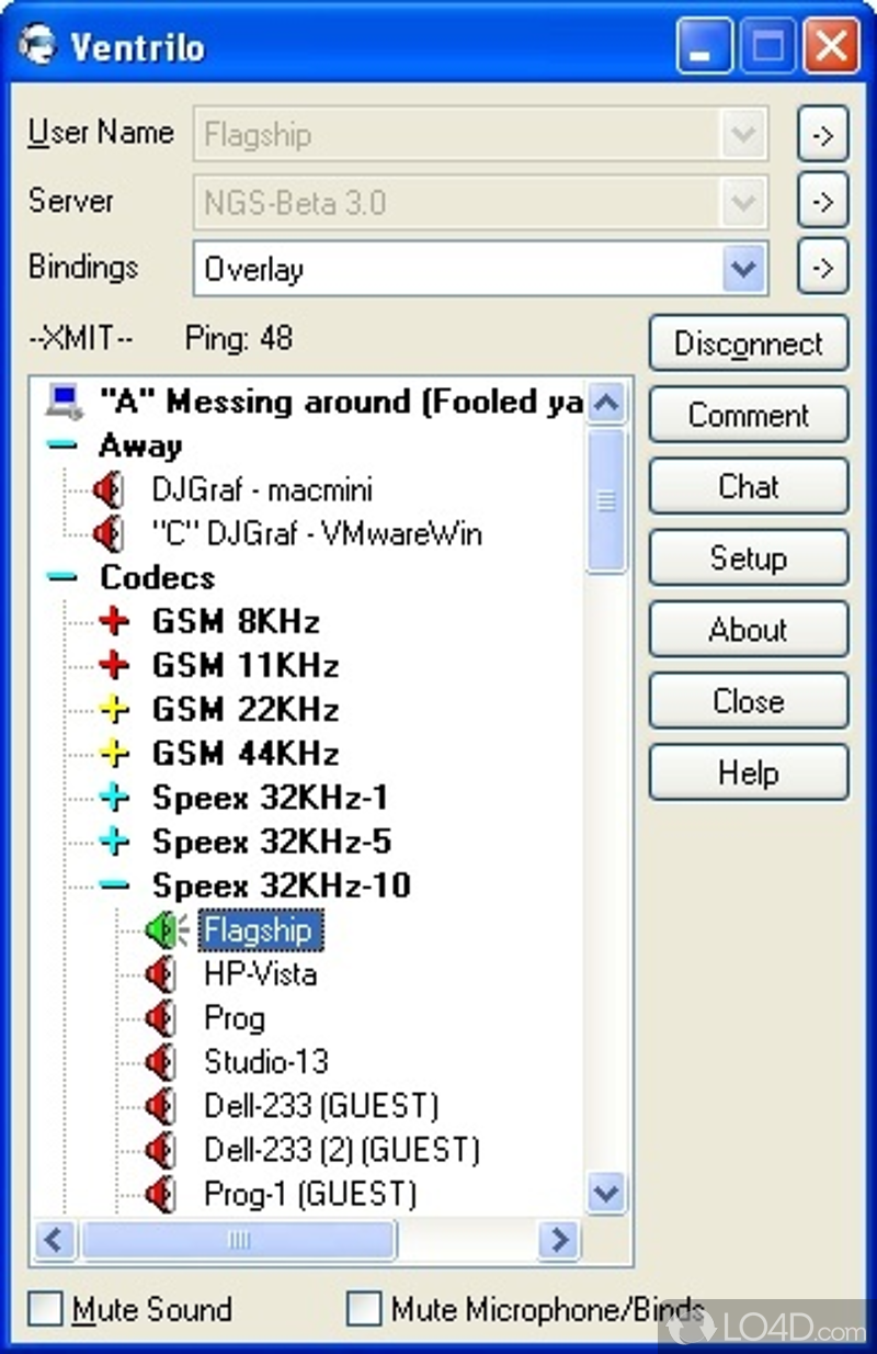 VOIP program for organizations - Screenshot of Ventrilo