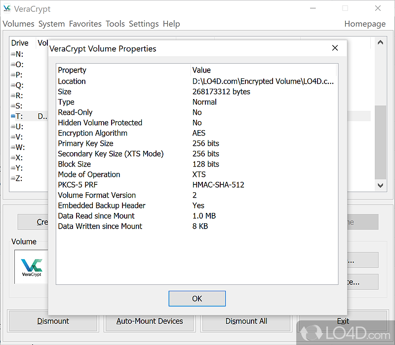 Partitions encryption - Screenshot of VeraCrypt