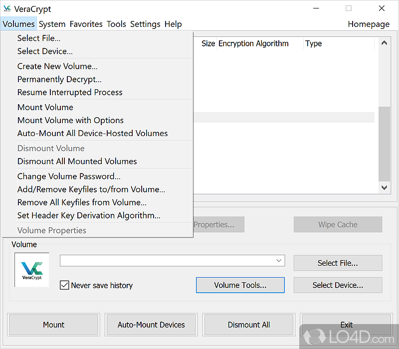 Complete security but not user-friendly - Screenshot of VeraCrypt