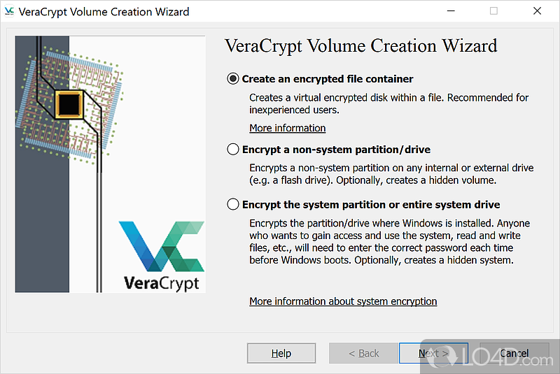 Quickly create encrypted partitions on computer, mount - Screenshot of VeraCrypt