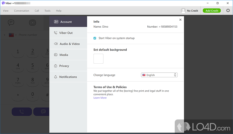 Free, high-quality audio and video calls - Screenshot of Viber for Windows