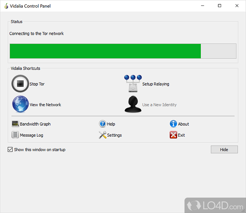 Cross-platform controller GUI specially designed to allow you to use the Tor software - Screenshot of Vidalia Bundle