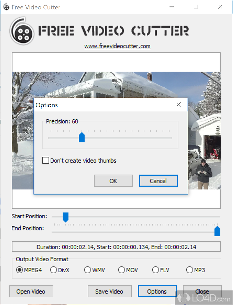 Free Video Cutter: User interface - Screenshot of Free Video Cutter