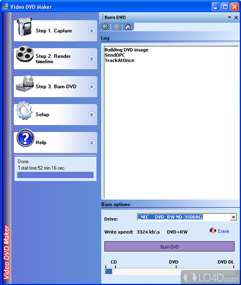 DVD authoring tool for home video enthusiasts to create DVDs in 3 clicks - Screenshot of Video DVD Maker Free