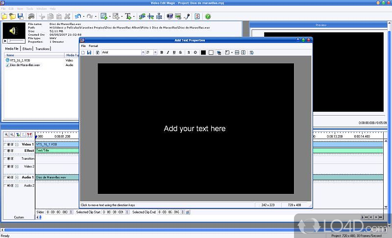 Combine multiple video files - Screenshot of Video Edit Magic