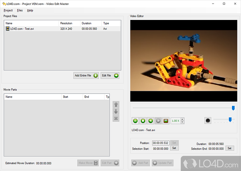 Video editor for any AVI (Divx, Xvid - Screenshot of Video Edit Master