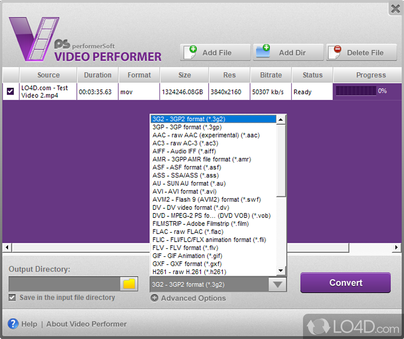 A simple, barbones video converter - Screenshot of Video Performer