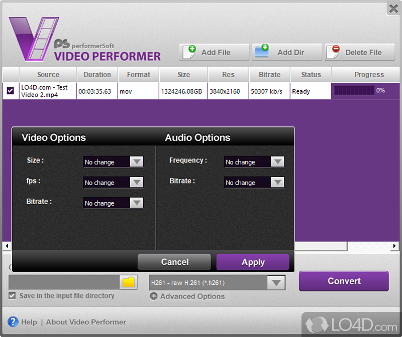 Videos encoded quickly and played back smoothly, though some formats showed some artifacts - Screenshot of Video Performer