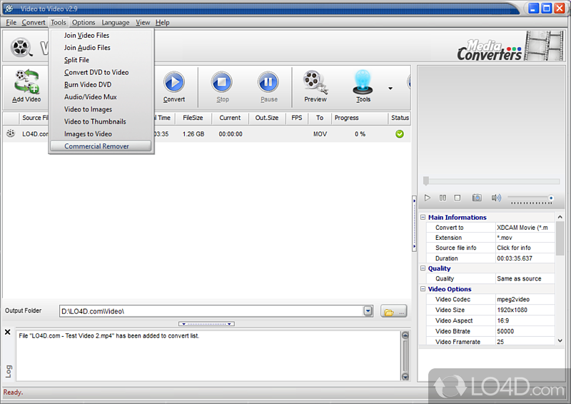 The ultimate converter - Screenshot of Video to Video Converter Portable