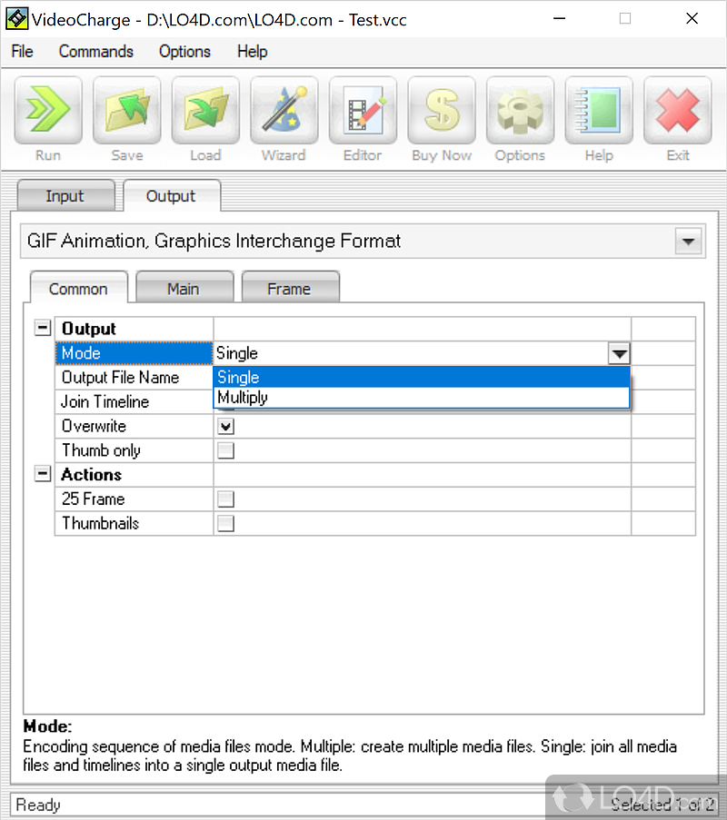 VideoCharge: User interface - Screenshot of VideoCharge