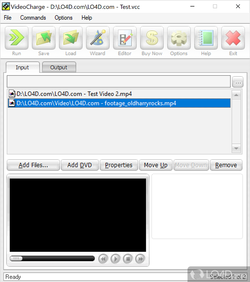 Tool for convert and split video/movies files, resize, make snapshots - Screenshot of VideoCharge