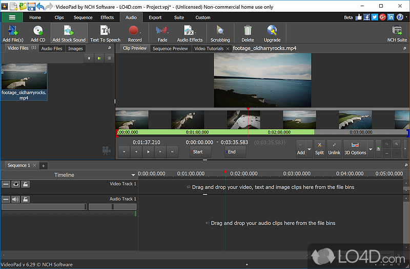 Burn finished videos to Blu-Ray, DVD, etc - Screenshot of VideoPad Video Editor Free