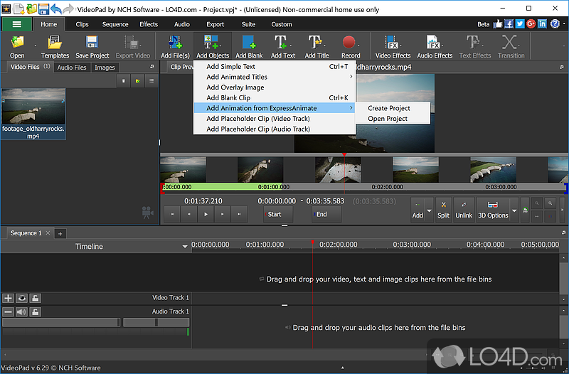 Free video editing software - Screenshot of VideoPad Video Editor Free